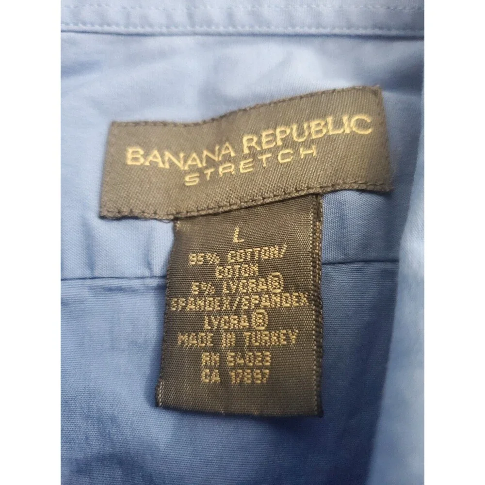 Banana Republic Men's Long Sleeve Button Casual Stretch, Blue, Large